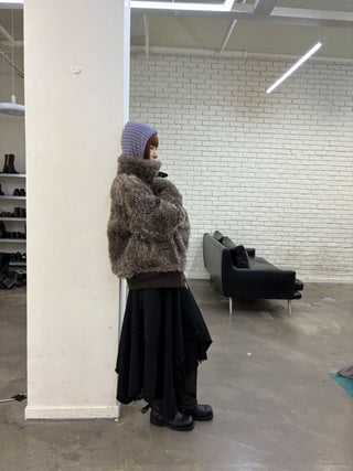 [NeverSeez] Lace Layered Knit Midi Skirt