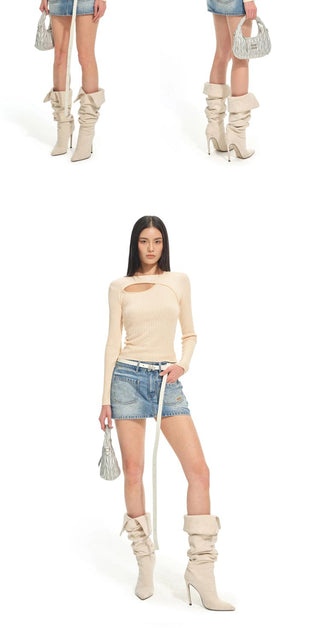 [NOTAWEAR] Cutout Ribbed Knit Top