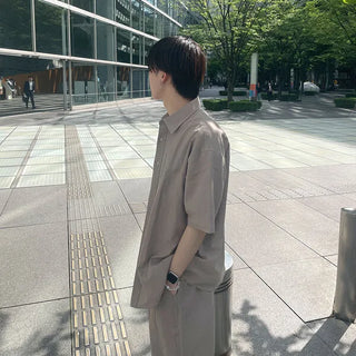 Linen basic short-sleeved shirt