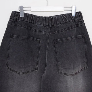 Washed balloon denim pants