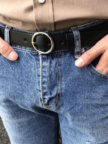 Log O-ring Leather Belt