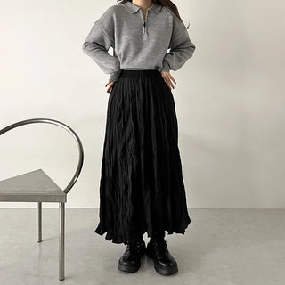 Wrinkle Round Long Skirt