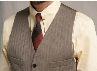 [CULTUM] 1930s Wool Blend Striped V-Neck Vest