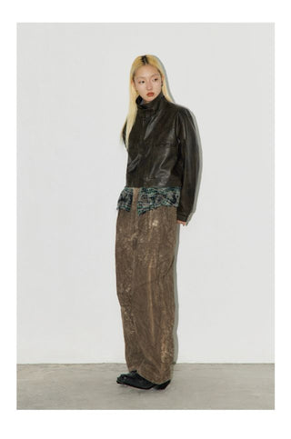 CONP Patchwork Leather Jacket (Dark Brown)