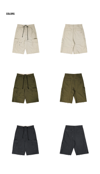 [MASONPRINCE] Distressed Cargo Capri Shorts