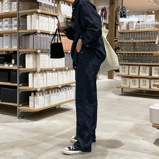 hake black denim pants