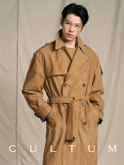 [CULTUM] Faux Suede Trench Coat