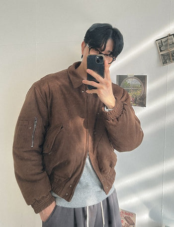 Lead Suede Aviation Padded Jacket (4 colors)