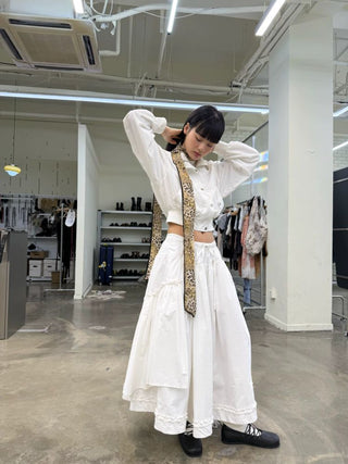 [NEVERSEEZ] Asymmetric Pocket A-Line Pleated Skirt