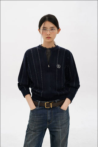 [MASONPRINCE] Retro Striped Layered Knit Sweater
