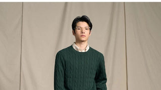 [CULTUM] Ivy Style Cable Knit Crewneck Sweater
