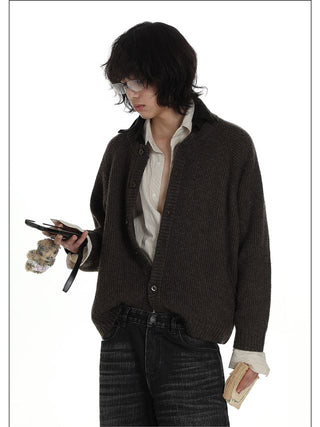 MASONPRINCE Herringbone Round-Neck Wool Cardigan