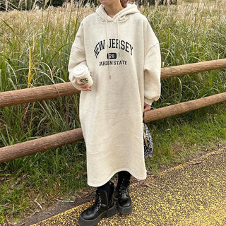 Fleece-lined hooded dress