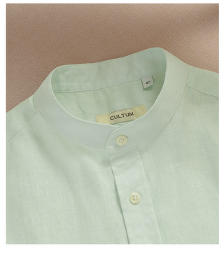 [CULTUM] Linen Stand Collar Shirt