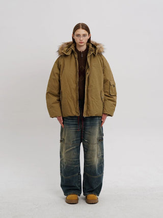 [MASONPRINCE] Fur-Collar Padded Parka Jacket