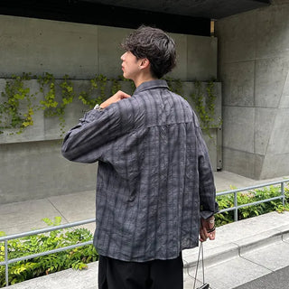 Cotton check long-sleeved shirt