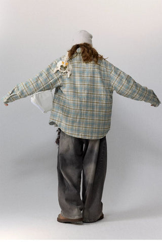 [Monterest] Quilted Padded Check Shirt Jacket