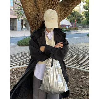 Oversized trench coat with sleeve belt