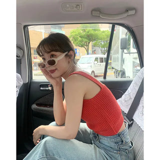 Cropped knit bustier