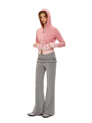 [Moromoro2] Soft Fleece Ruffle Skirt Flare  Pants