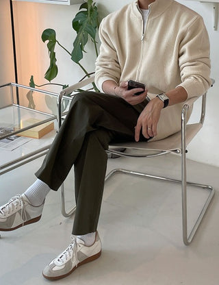 Blend zip-up knit (span fabric)