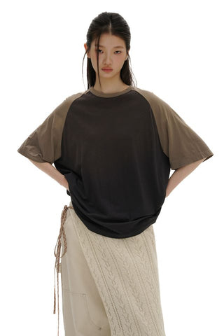 [moromoro2] Ultra Thin Contrast Raglan Sleeve  T-Shirt