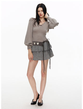 [NECY] Love Embroidered Suede Belt (2color)