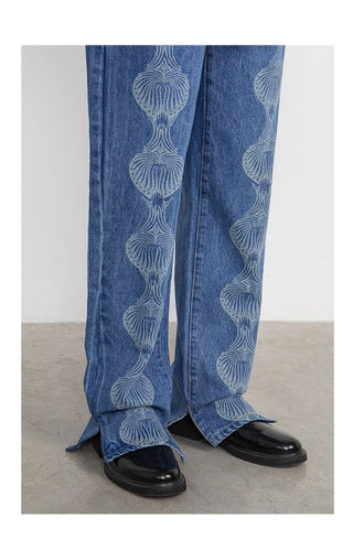 CONP Devoré Graphic Denim Pants (Blue)