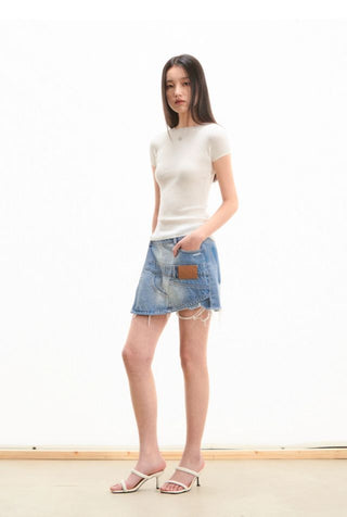 [NOTAWEAR] Misplaced patchwork Denim Shorts