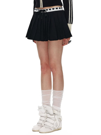 [NECY] Love Waistband Pleated Mini Skirt (2color)
