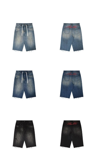 [MASONPRINCE] Studded Script Embroidery Wide Jeans
