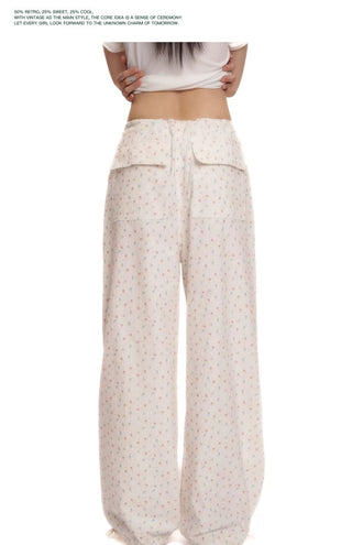 [Moromoro2] Rabbit Print Drawstring Wide Leg  Pants