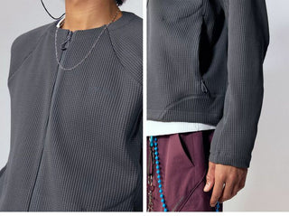 [Monterest] Waffle Knit Zip-Up Cardigan Jacket