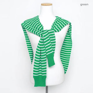Striped faux shoulder knit