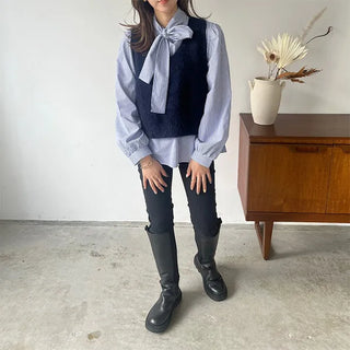 Back Ribbon Angora Vest