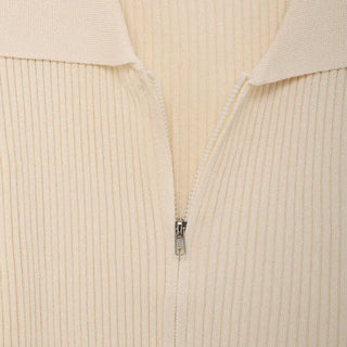 Colored Zipper Short-Sleeve Knit Cardigan