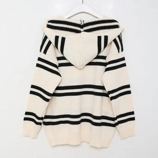 Striped Hooded Cardigan