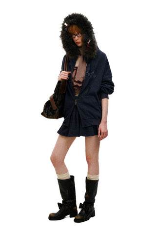 [Moromoro2] Rhinestone Printed Sweatshirt  Set