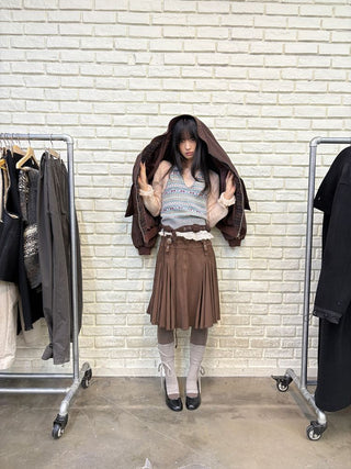 [NEVERSEEZ] Fair Isle Knit Halter Vest