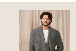 [CULTUM] Heavyweight Wool Herringbone Polo Coat