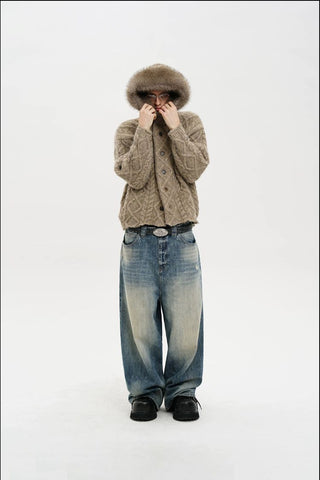[MASONPRINCE] Snow Washed Wide Leg Denim Pants