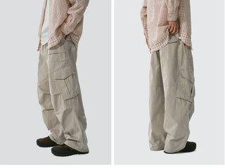 [Monterest] Grid Cotton Drawstring Paratrooper Pants