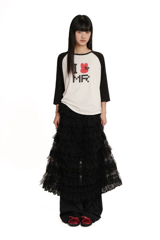 [moromoro2] Mosaic Print Raglan T-Shirt