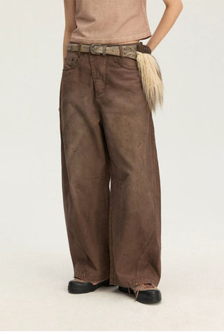 [Monterest] Washed Curved Seam Wide Leg Pants