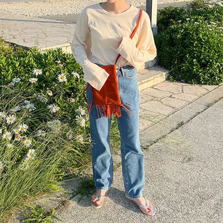 Straight denim pants