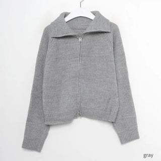 Raglan knit zip-up