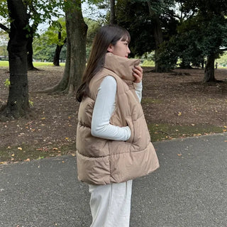 High-neck oversized down vest