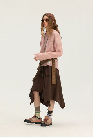 [Monterest] A-Line Patchwork Sweat Skirt