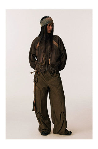 [CONP] Pleated Spliced Crinkle Nylon Jacket