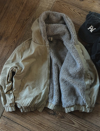 Fleece-lined cationic hooded zip-up jacket (3 colors)
